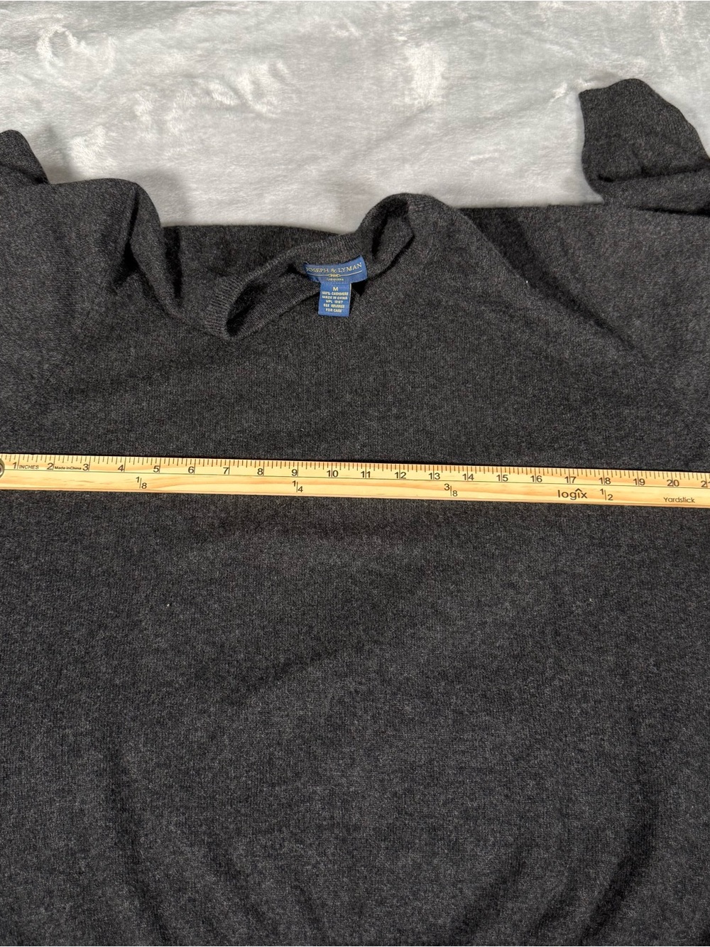 Joseph & Lyman Cashmere V Neck Sweater Mens M Preppy Knit Gray - Picture 4 of 6